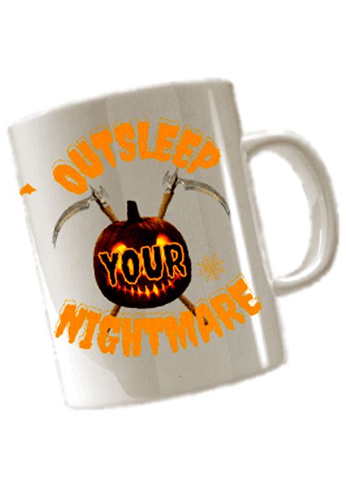 "OUTSLEEP YOUR NIGHTMARES"- чаша за Хелоуин, керамична с лого
